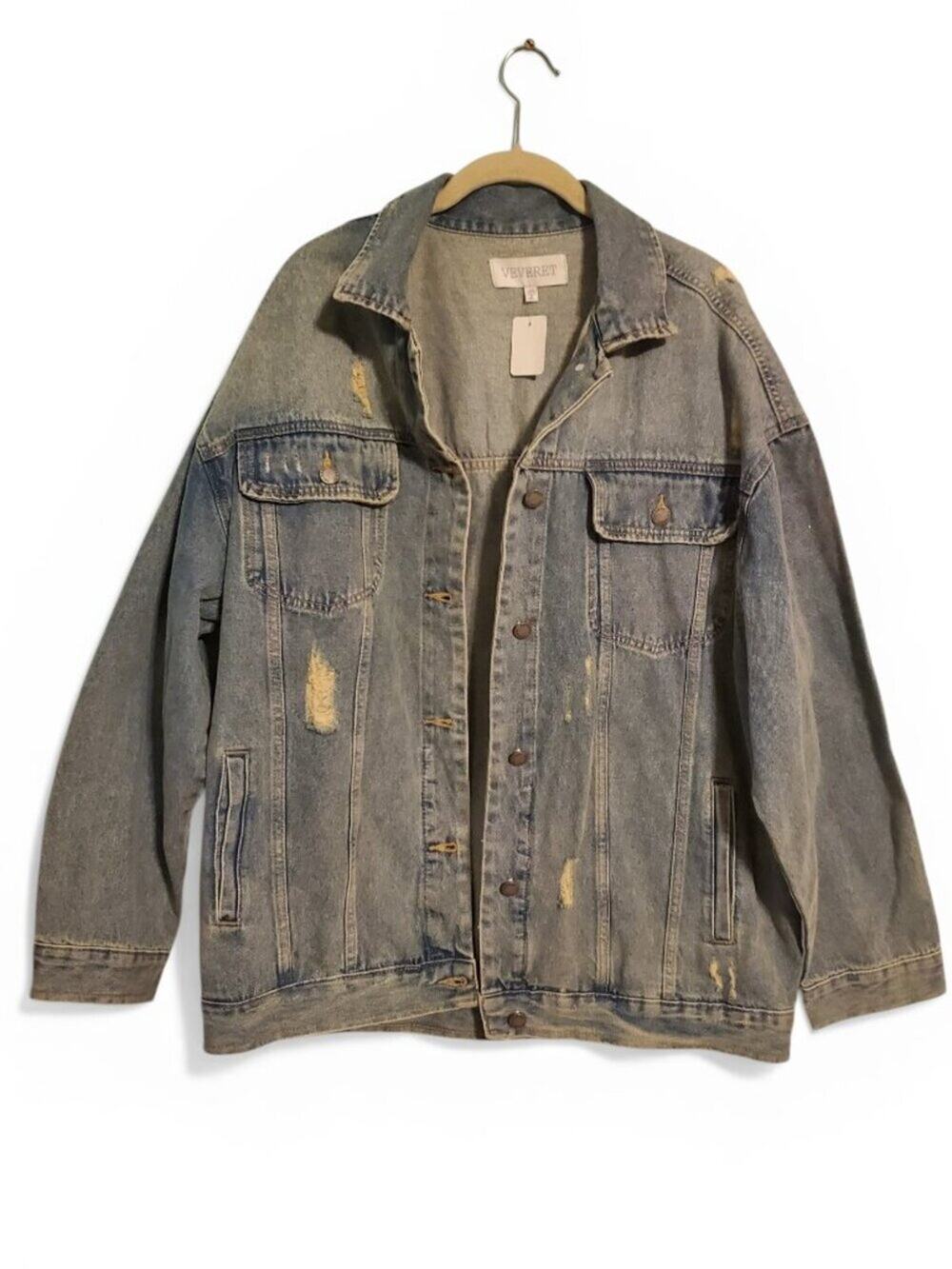 Veveret Distressed Denim Blue Jean Jacket Womens Size 2X NWT